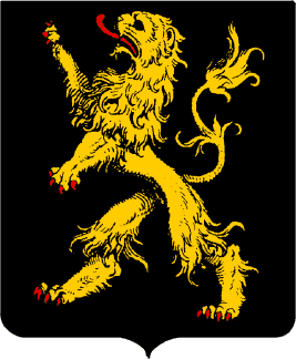 De sable, au lion d'or armé et lampassé de gueules